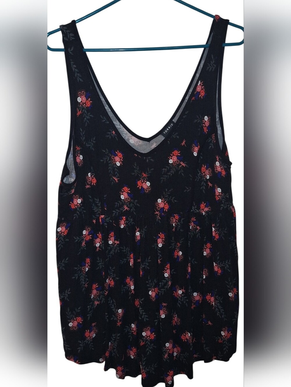 torrid Black Floral V-Neck Tank Top Size 1 - Picture 2 of 8